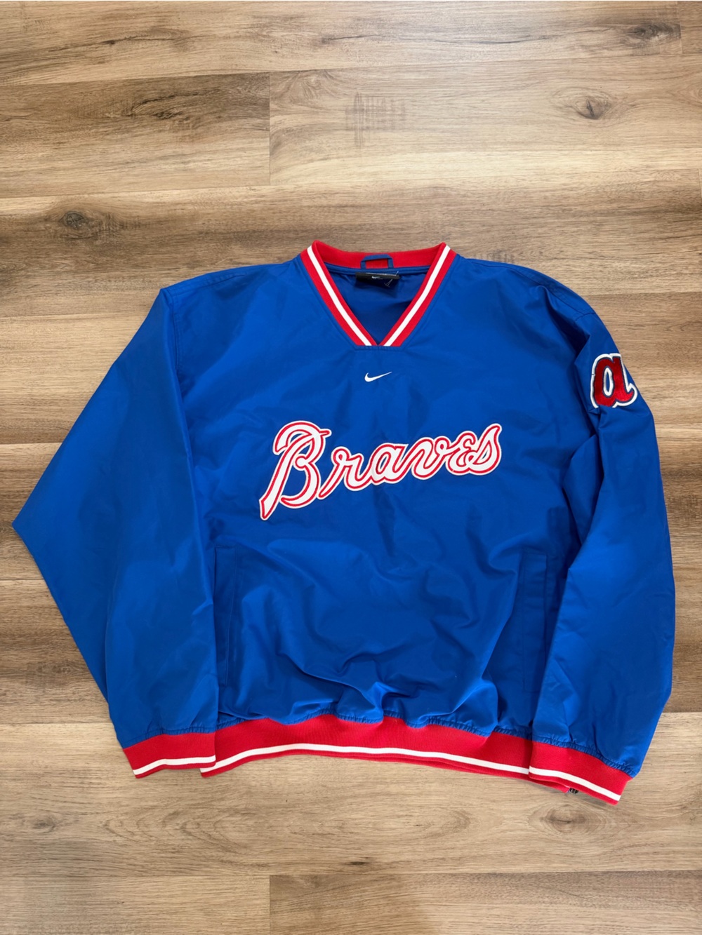 VTG Nike Atlanta Braves Jacket Pullover Windbreaker Large Cooperstown Throwback